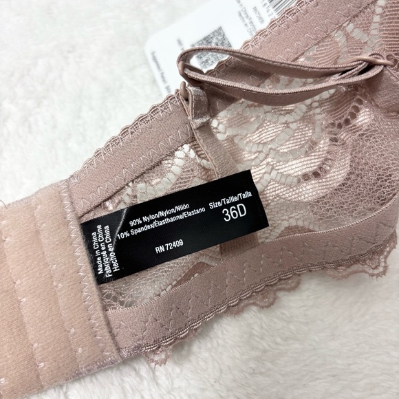 Rene Rofe Lace Slight Push-Up Bra Tan Size 36D - Picture 6 of 9